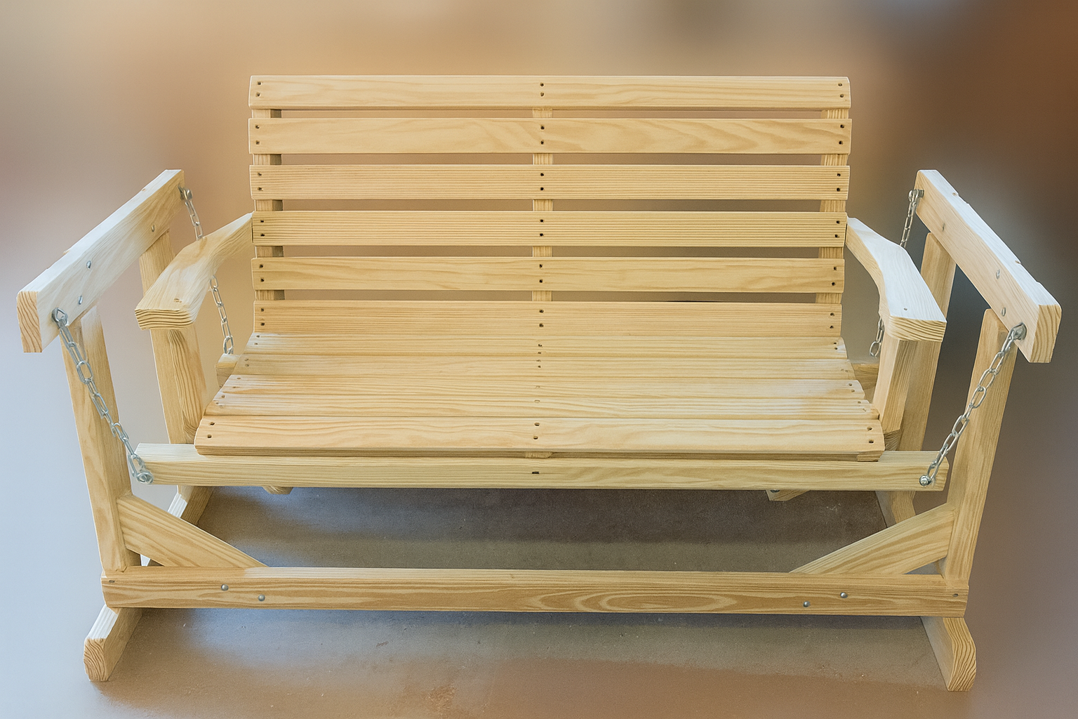 AI rendition of the handcrafted glider bench